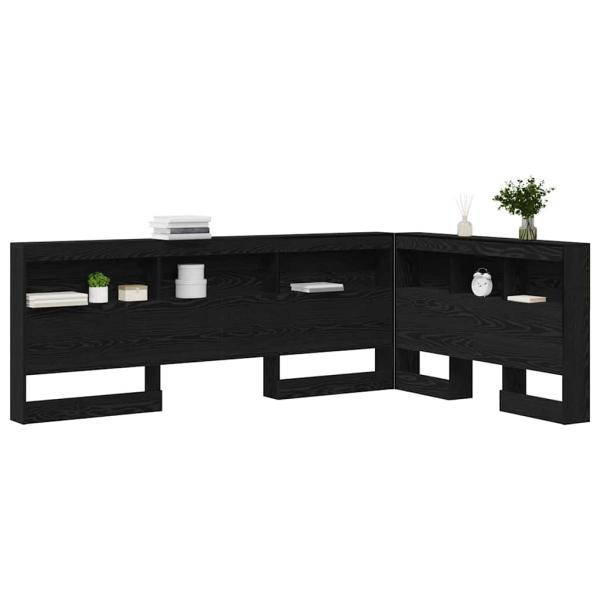 Stauraum-Kopfteil mit Regal Schwarze Eiche 120 cm Holzwerkstoff
