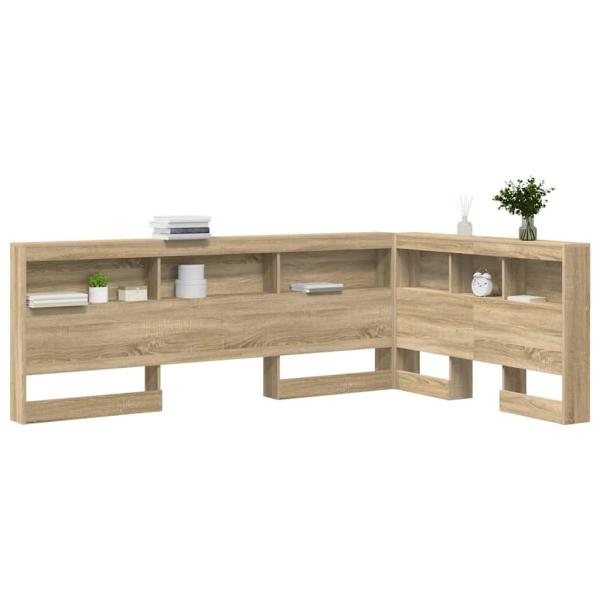 Stauraum-Kopfteil mit Regal Sonoma Eiche 120 cm Holzwerkstoff