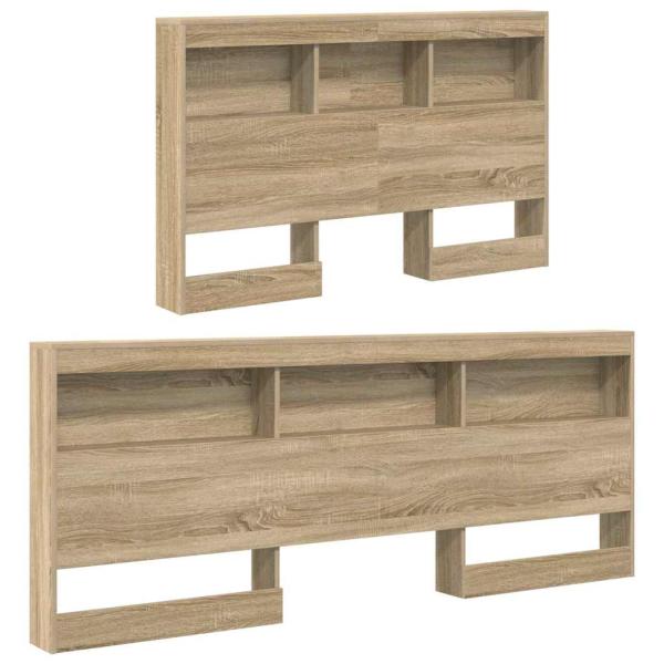 Stauraum-Kopfteil mit Regal Sonoma Eiche 120 cm Holzwerkstoff