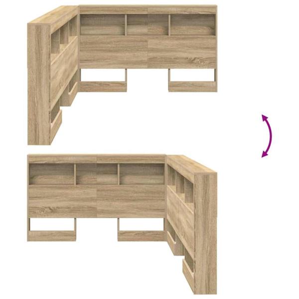Stauraum-Kopfteil mit Regal Sonoma Eiche 120 cm Holzwerkstoff