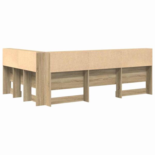 Stauraum-Kopfteil mit Regal Sonoma Eiche 120 cm Holzwerkstoff