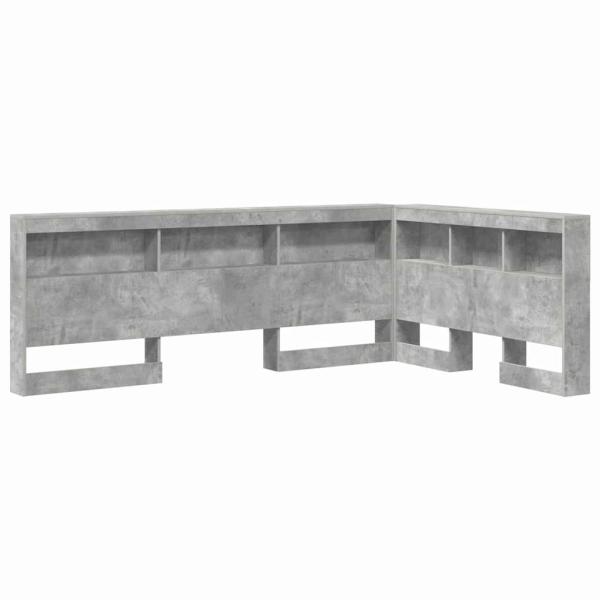 Stauraum-Kopfteil mit Regal mit Kopfteil mit Speicher Betongrau 120 cm Holzwerkstoff