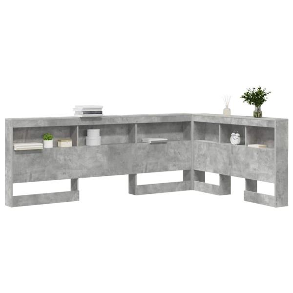 Stauraum-Kopfteil mit Regal mit Kopfteil mit Speicher Betongrau 120 cm Holzwerkstoff