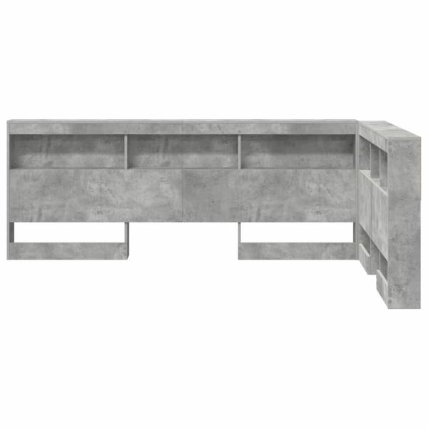 Stauraum-Kopfteil mit Regal mit Kopfteil mit Speicher Betongrau 120 cm Holzwerkstoff