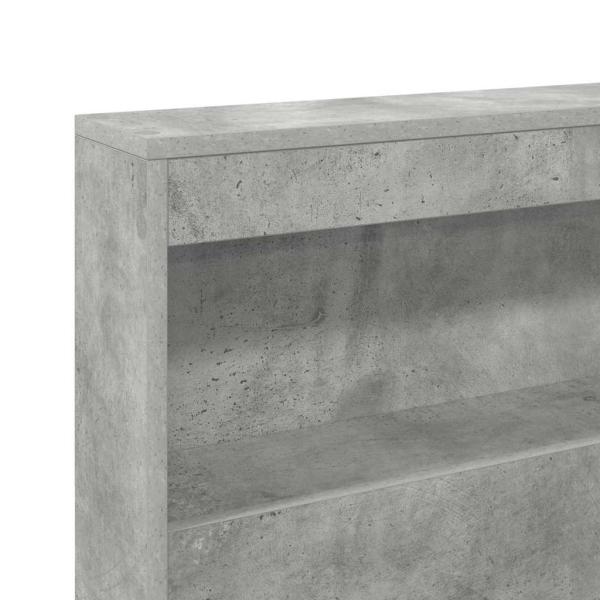 Stauraum-Kopfteil mit Regal mit Kopfteil mit Speicher Betongrau 120 cm Holzwerkstoff