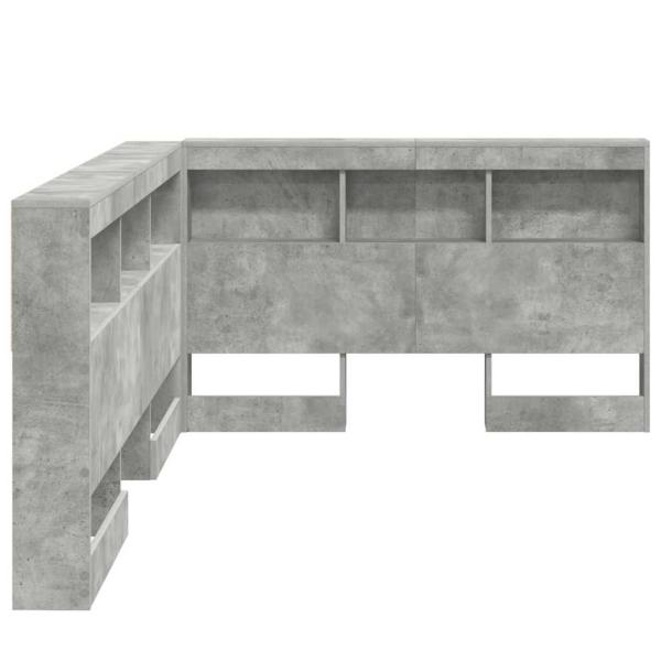 Stauraum-Kopfteil mit Regal mit Kopfteil mit Speicher Betongrau 120 cm Holzwerkstoff