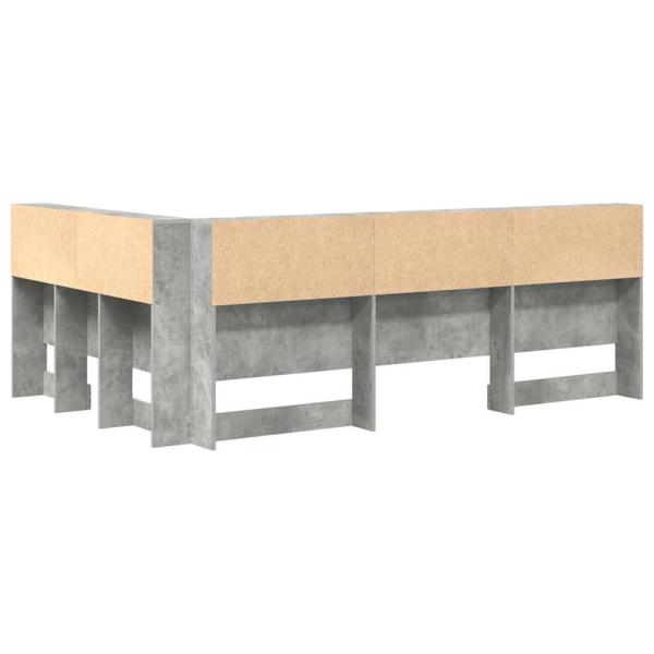 Stauraum-Kopfteil mit Regal mit Kopfteil mit Speicher Betongrau 120 cm Holzwerkstoff