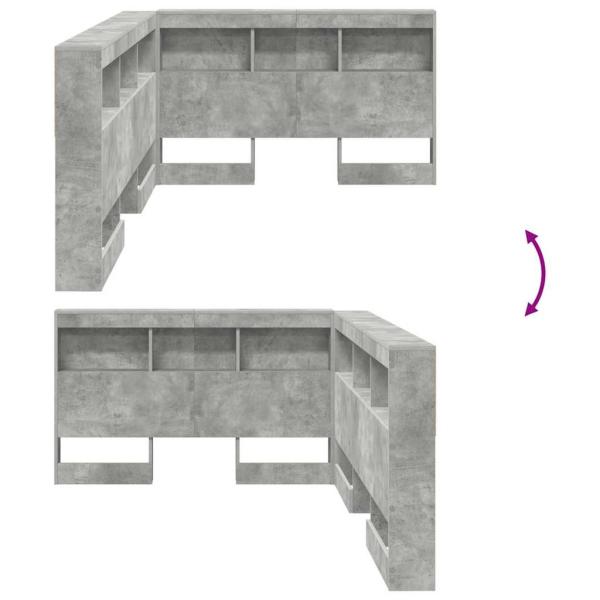 Stauraum-Kopfteil mit Regal mit Kopfteil mit Speicher Betongrau 120 cm Holzwerkstoff