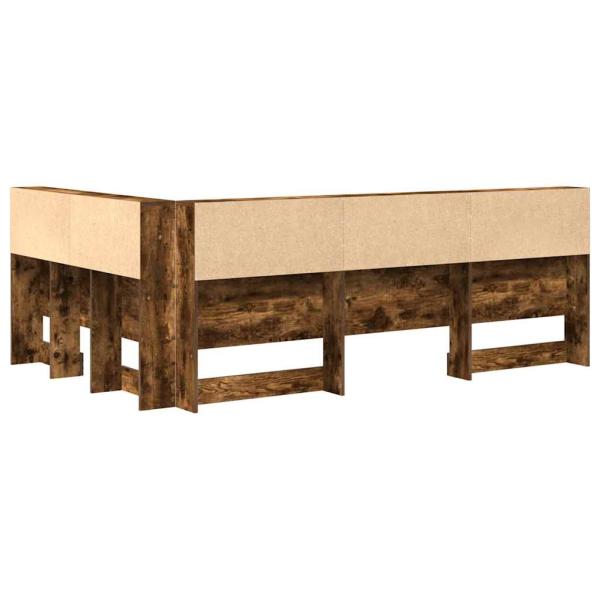Stauraum-Kopfteil mit Regal Räuchereiche 120 cm Holzwerkstoff