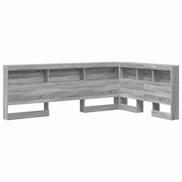 Stauraum-Kopfteil mit Regal mit Kopfteil mit Speicher Grau Sonoma 120 cm Holzwerkstoff
