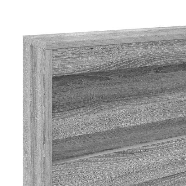 Stauraum-Kopfteil mit Regal mit Kopfteil mit Speicher Grau Sonoma 120 cm Holzwerkstoff
