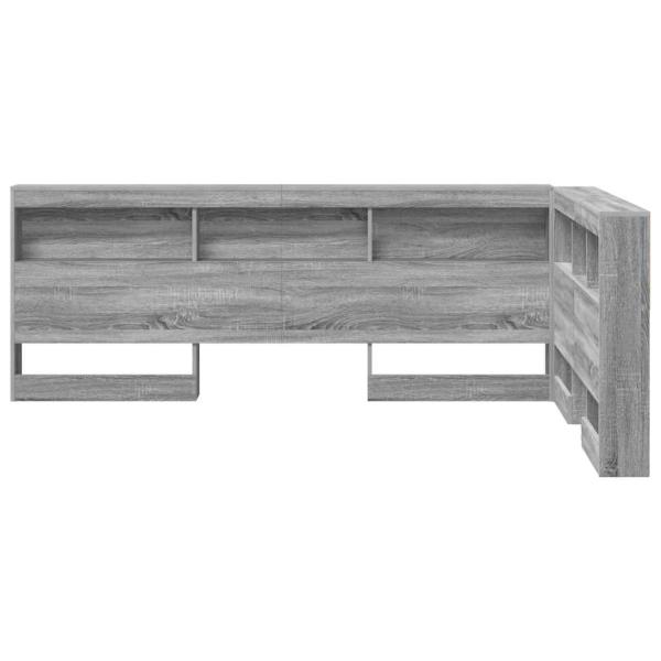 Stauraum-Kopfteil mit Regal mit Kopfteil mit Speicher Grau Sonoma 120 cm Holzwerkstoff