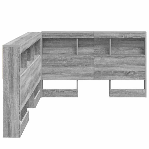 Stauraum-Kopfteil mit Regal mit Kopfteil mit Speicher Grau Sonoma 120 cm Holzwerkstoff