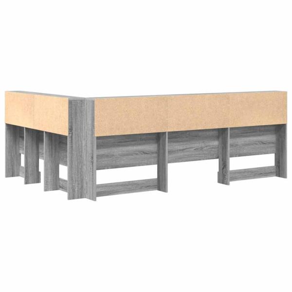 Stauraum-Kopfteil mit Regal mit Kopfteil mit Speicher Grau Sonoma 120 cm Holzwerkstoff