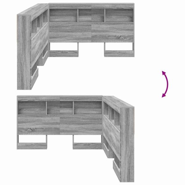 Stauraum-Kopfteil mit Regal mit Kopfteil mit Speicher Grau Sonoma 120 cm Holzwerkstoff