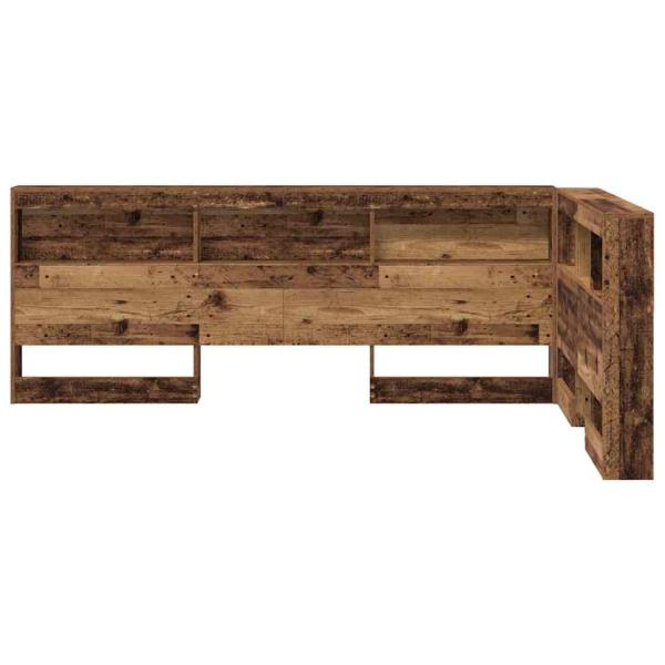 Stauraum-Kopfteil mit Regal mit Kopfteil mit Speicher Altholz 120 cm Holzwerkstoff