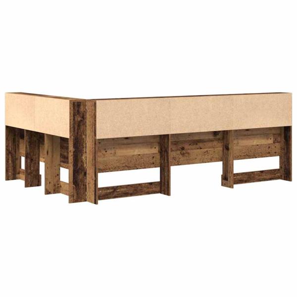 Stauraum-Kopfteil mit Regal mit Kopfteil mit Speicher Altholz 120 cm Holzwerkstoff