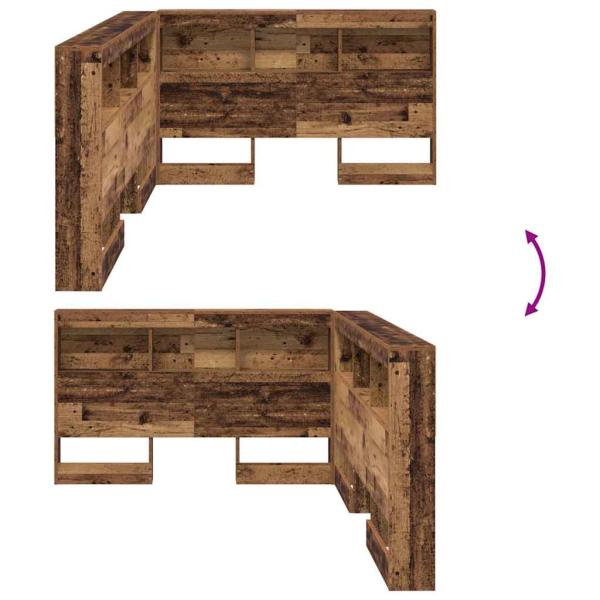 Stauraum-Kopfteil mit Regal mit Kopfteil mit Speicher Altholz 120 cm Holzwerkstoff
