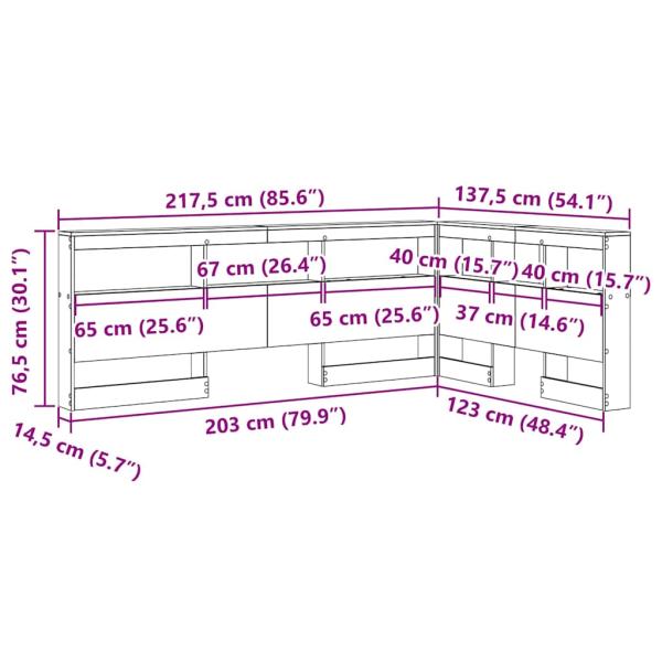 Stauraum-Kopfteil mit Regal mit Kopfteil mit Speicher Altholz 120 cm Holzwerkstoff