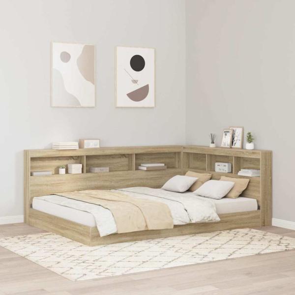 ARDEBO.de - Stauraum-Kopfteil mit Regal Sonoma Eiche 135 cm Holzwerkstoff