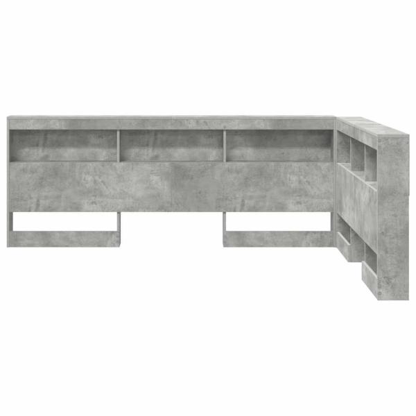Aufbewahrungskopfteil mit Regal Beton Grau 135 cm Holzwerkstoff