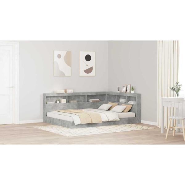 Aufbewahrungskopfteil mit Regal Beton Grau 135 cm Holzwerkstoff