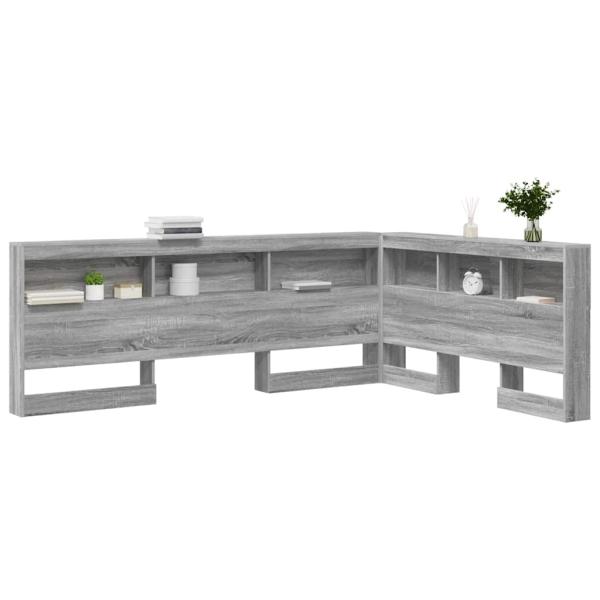 Stauraum-Kopfteil mit Regal mit Kopfteil mit Speicher Grau Sonoma 135 cm Holzwerkstoff