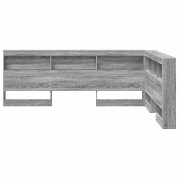 Stauraum-Kopfteil mit Regal mit Kopfteil mit Speicher Grau Sonoma 135 cm Holzwerkstoff