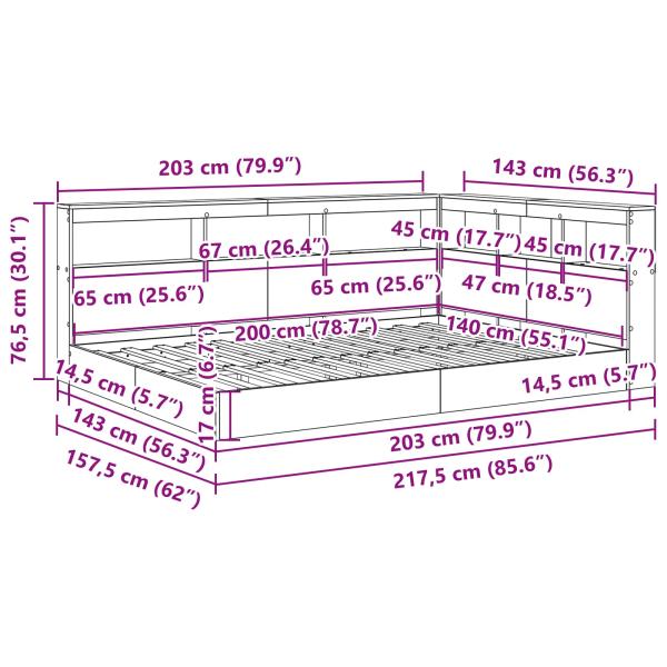 ARDEBO.de - Bücherregal Bett 2 pcs Weiß 140 x 200 cm Holzwerkstoff