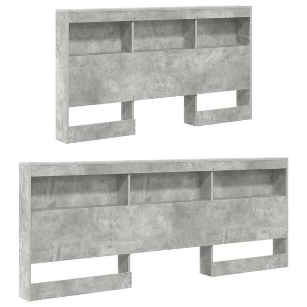 Bücherregal Bett 2 pcs Betongrau 140 x 200 cm Holzwerkstoff