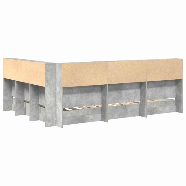 Bücherregal Bett mit Regal 2 pcs Betongrau 160 x 200 cm Melamin