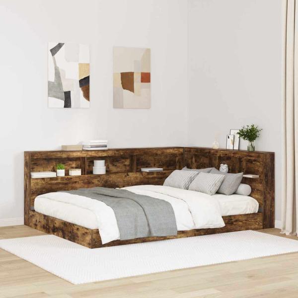 Bücherregal Bett 2 pcs Räuchereiche 160 x 200 cm Spanplatte