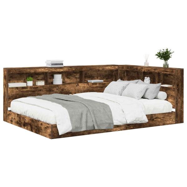 Bücherregal Bett 2 pcs Räuchereiche 160 x 200 cm Spanplatte