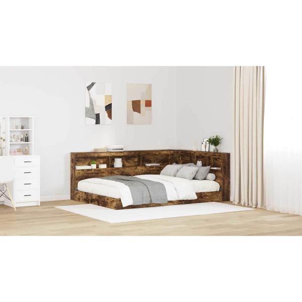 Bücherregal Bett 2 pcs Räuchereiche 160 x 200 cm Spanplatte