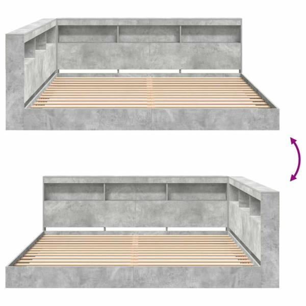 Bücherregal Bett mit Regal 2 pcs Betongrau 180 x 200 cm Beton