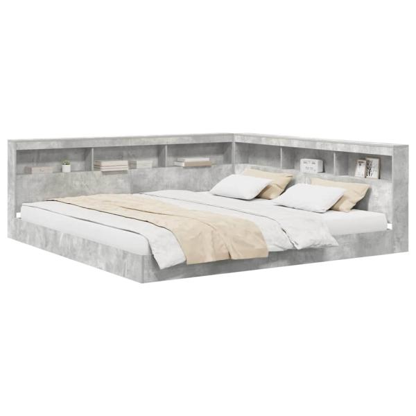 Bücherregal Bett mit Regal 2 pcs Betongrau 180 x 200 cm Beton