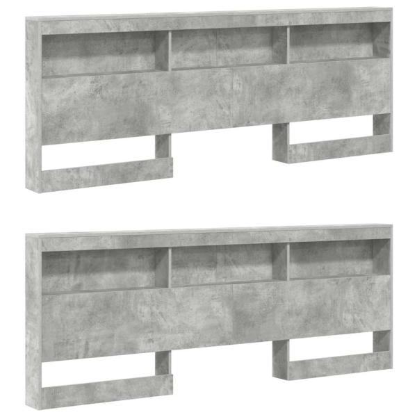 Bücherregal Bett mit Regal 2 pcs Betongrau 180 x 200 cm Beton