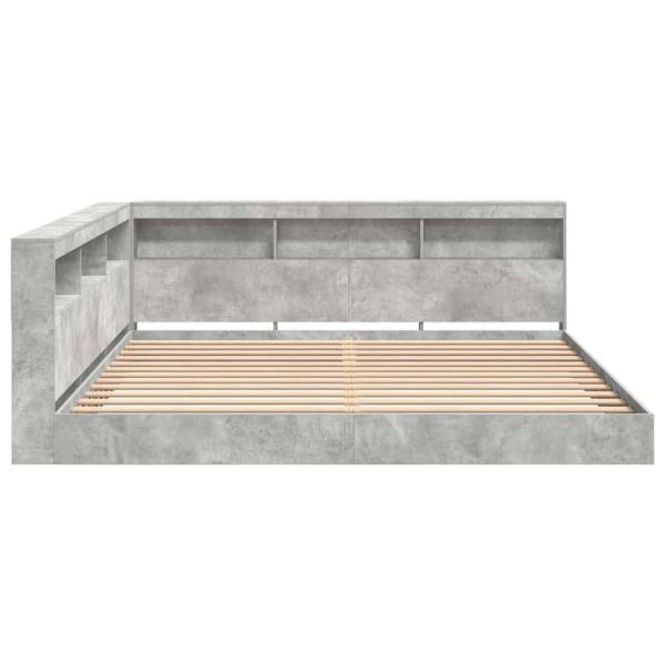 Bücherregal Bett mit Regal 2 pcs Betongrau 180 x 200 cm Beton
