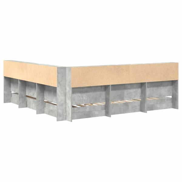 Bücherregal Bett mit Regal 2 pcs Betongrau 180 x 200 cm Beton