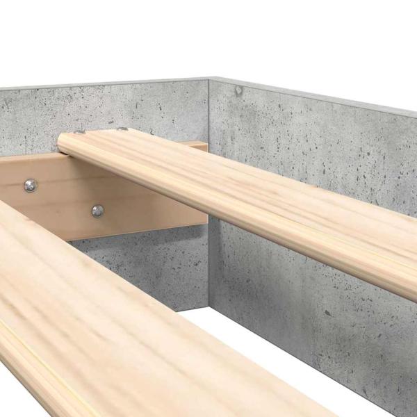 Bücherregal Bett mit Regal 2 pcs Betongrau 180 x 200 cm Beton