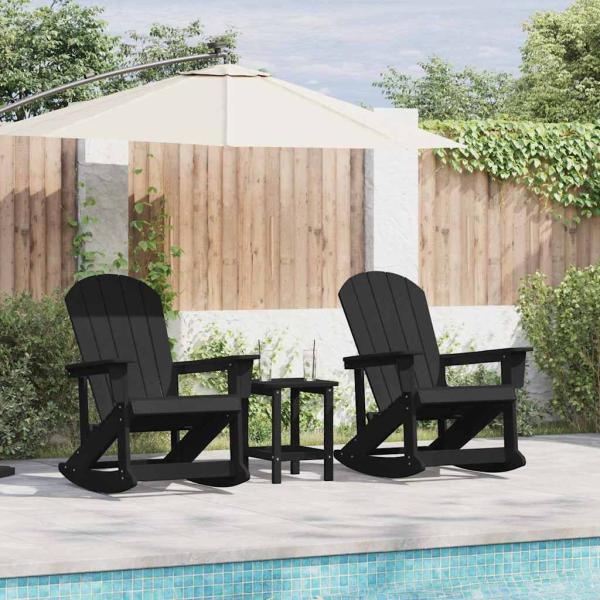 ARDEBO.de - Adirondack Schaukelstühle 2 pcs Schwarz 73.5 x 92 x 90 cm HDPE