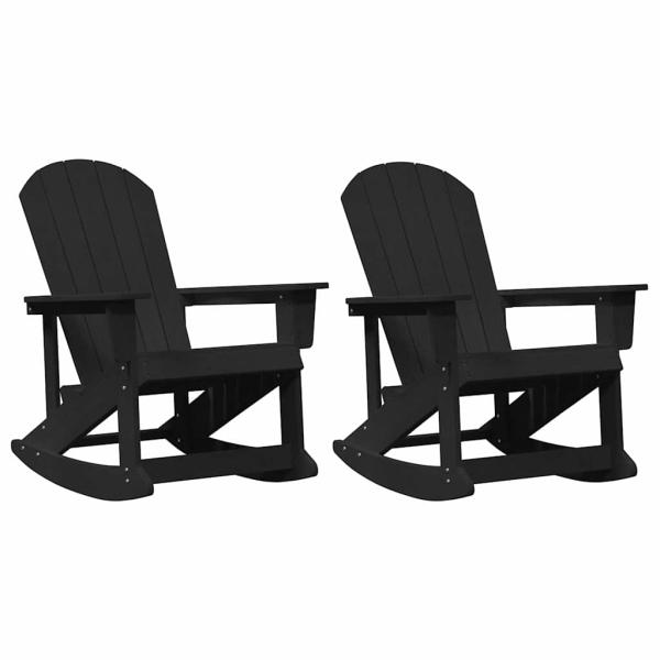 Adirondack Schaukelstühle 2 pcs Schwarz 73.5 x 92 x 90 cm HDPE