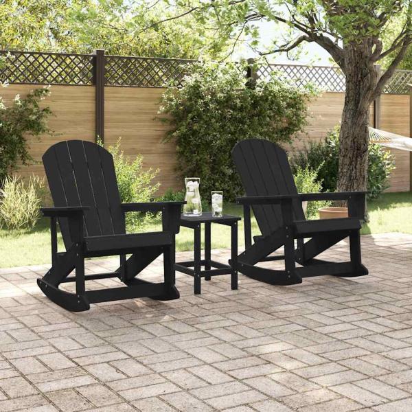 Adirondack Schaukelstühle 2 pcs Schwarz 73.5 x 92 x 90 cm HDPE