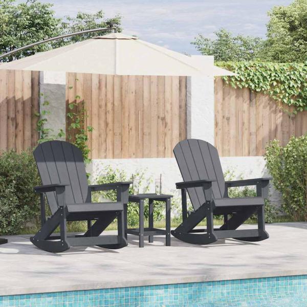 ARDEBO.de - Adirondack Schaukelstühle 2 pcs Hellgrau 73.5 x 92 x 90 cm HDPE