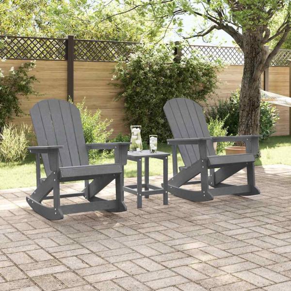 Adirondack Schaukelstühle 2 pcs Hellgrau 73.5 x 92 x 90 cm HDPE