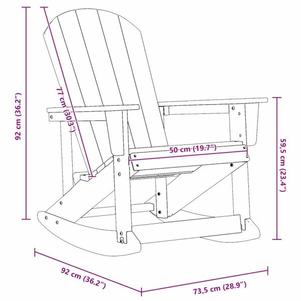 Adirondack Schaukelstühle 2 pcs Hellgrau 73.5 x 92 x 90 cm HDPE