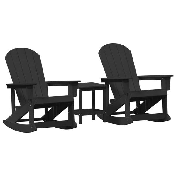 Garten Lounge Set 3 pcs Schwarz Mittel 38 x 38 x 46 cm HDPE