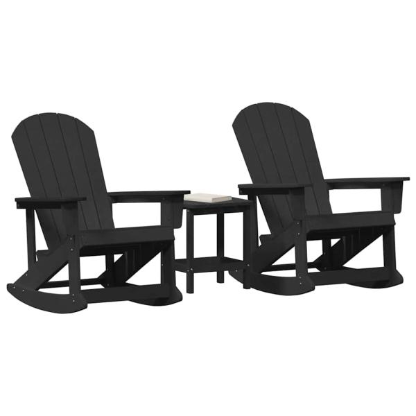 Garten Lounge Set 3 pcs Schwarz Mittel 38 x 38 x 46 cm HDPE