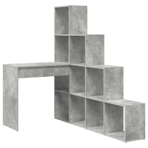 Eckschreibtisch mit Regal mit Speicher Betongrau 101,5 x 149,5 x 149,5 cm