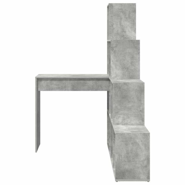 Eckschreibtisch mit Regal mit Speicher Betongrau 101,5 x 149,5 x 149,5 cm